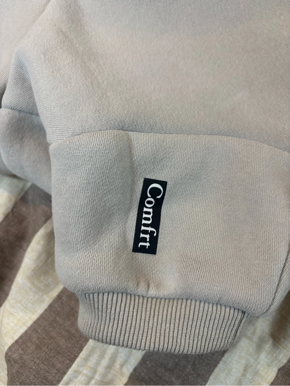 Comfort Plush Light Gray Dog Sweatshirt with Collar Tag